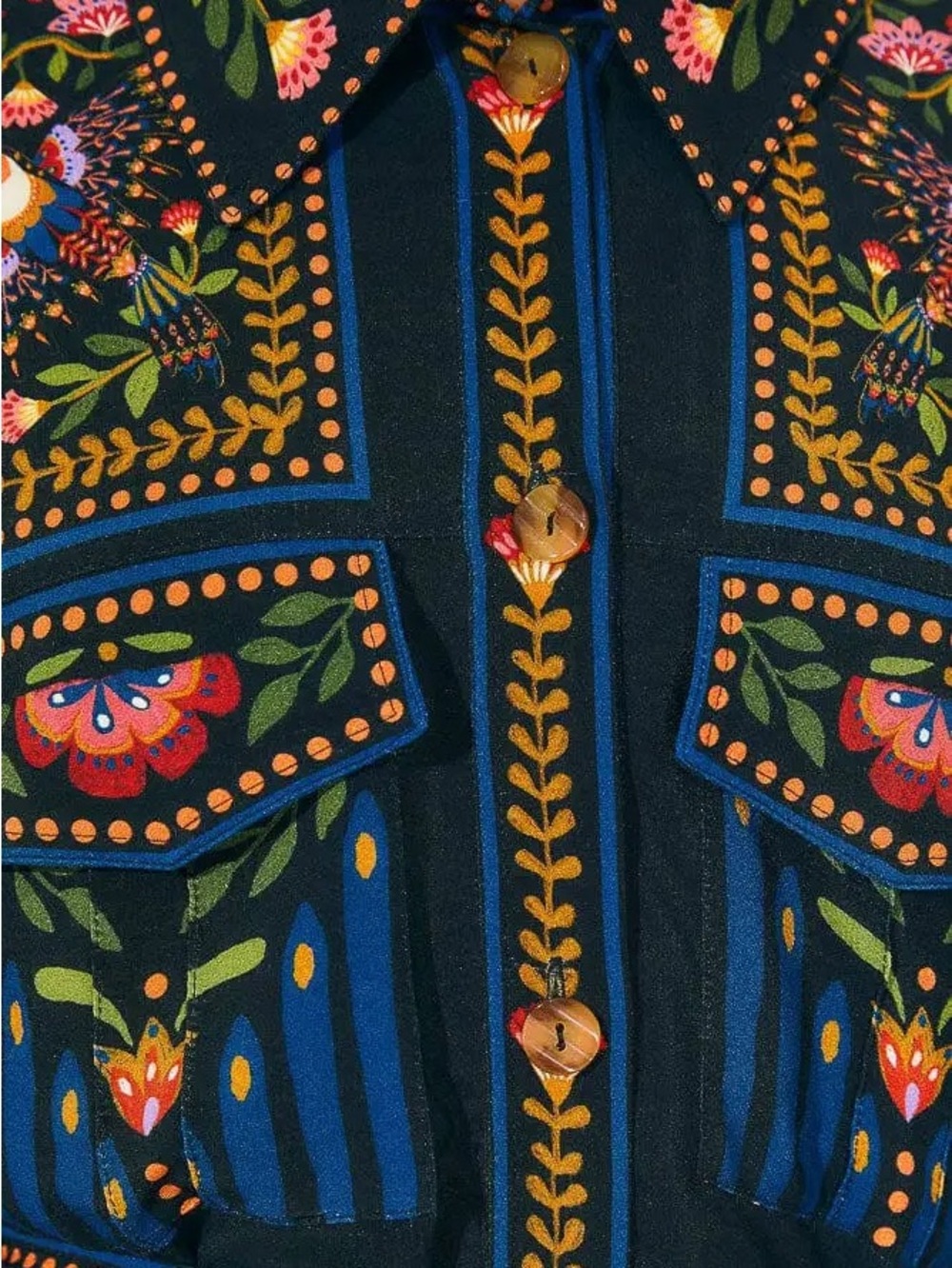 Farm Rio Black Toucan Garden Midi Dress- Size Medium - Picture 3 of 6